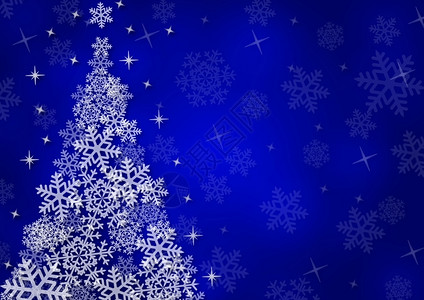 圣诞节背景有雪花和圣诞树在蓝色风景中的插图冷杉图片