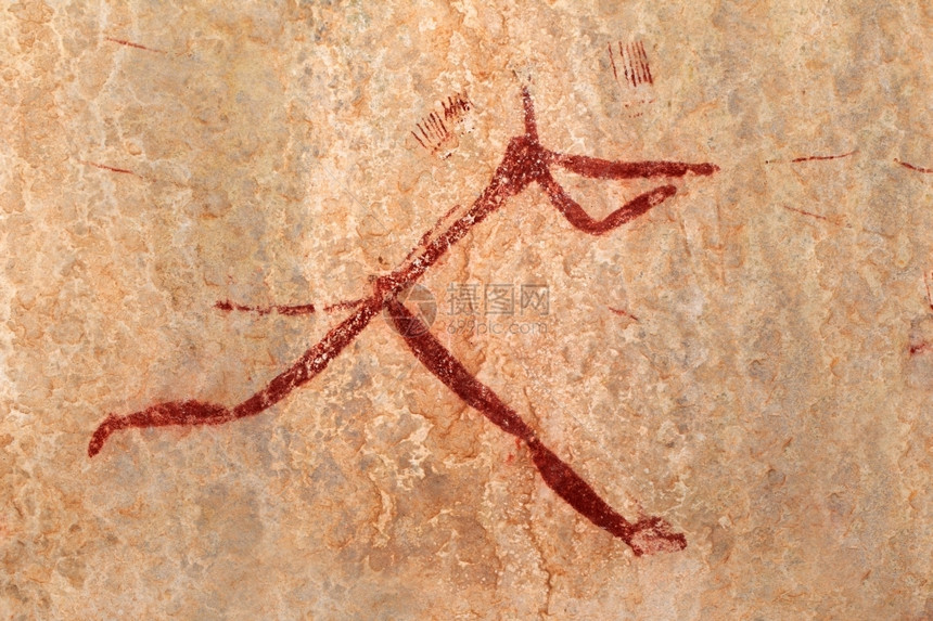 Bushmensan岩石绘画描一个人类物Drakensberg山脉南非xD洲布须曼人历史图片