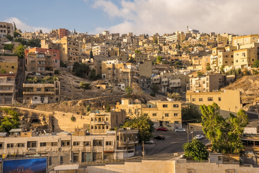 东约旦首都安曼市的空中观察约旦首都古董历史图片