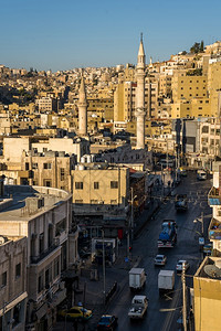 亚洲人城市的屋约旦首都安曼市的空中观察约旦首都图片