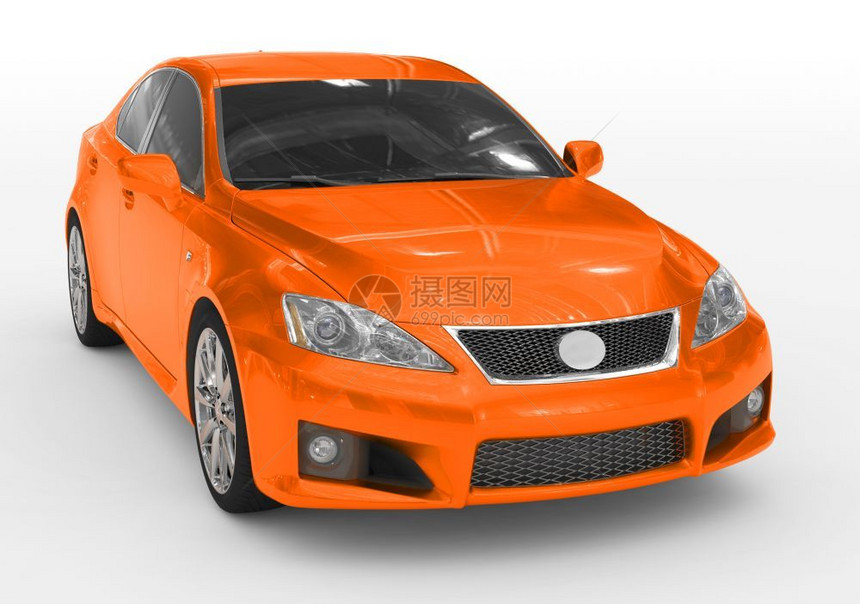 吸引人的渲染反光白色橙涂料有玻璃前右侧视图3D图片
