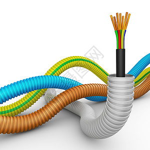 热塑性棕色的电缆和多软波纹管3D电气行业设计图片