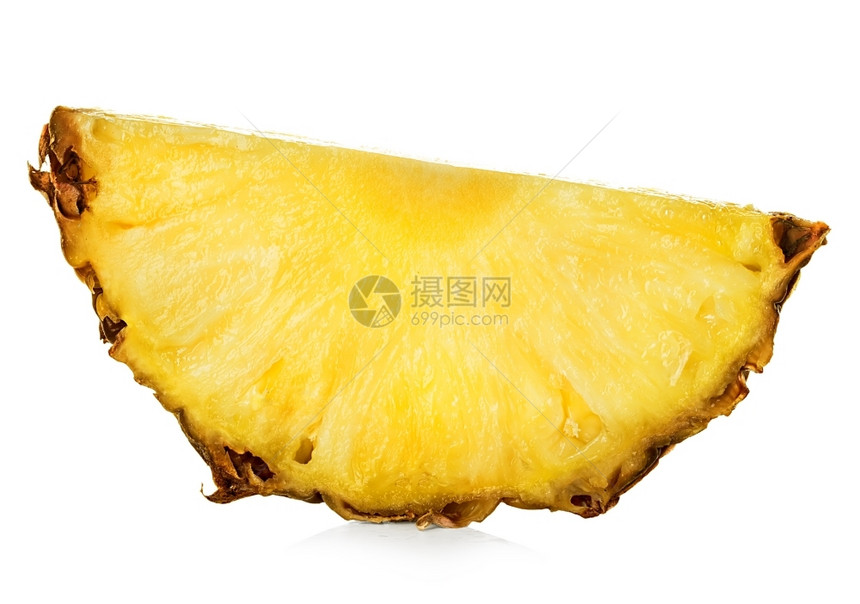 目的在白色背景上孤立的菠萝切片素食主义者黄色的图片