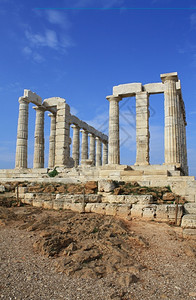 柱廊子景观古希腊神话中的海洋波塞冬圣殿的遗迹雅典附近的索尼恩角图片