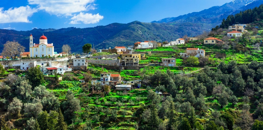 迷人的克里特岛希腊Lakki山村旅游行美丽的图片