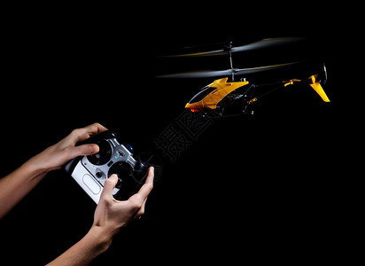 控制闲暇遥直升机的试飞行模型图片