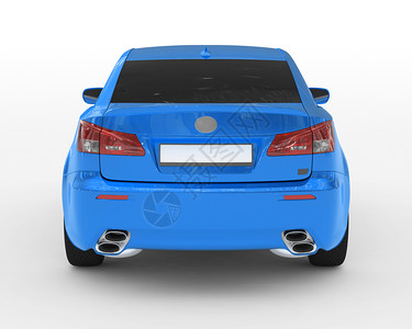 汽车隔离在白色蓝油漆有玻璃后视图3D渲染车辆反思蓝色的图片