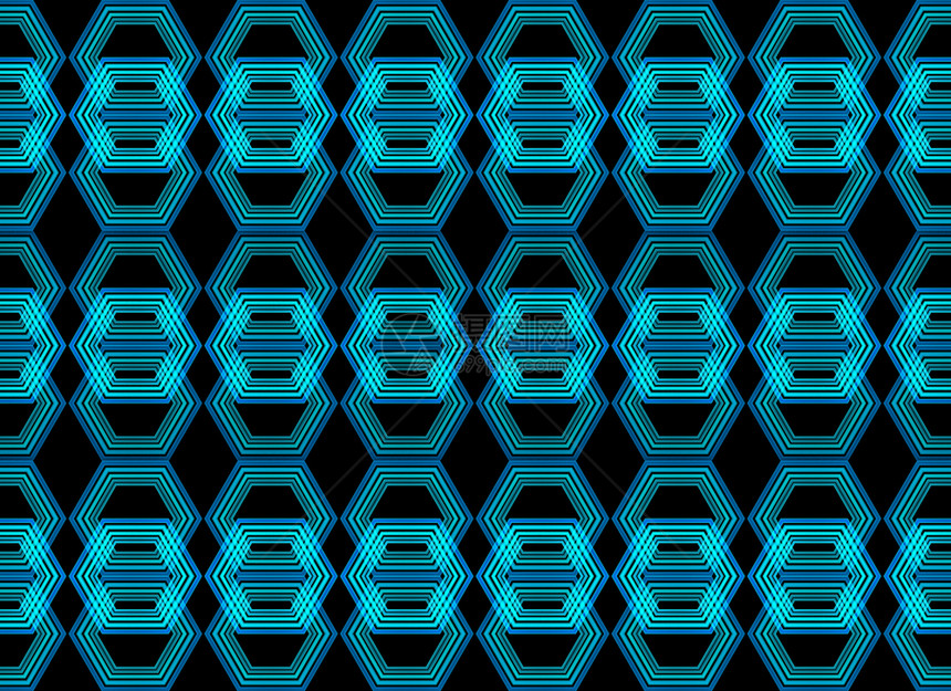 艺术黑色的3d使现代蓝光六边形结构墙壁背景无缝形象的图片