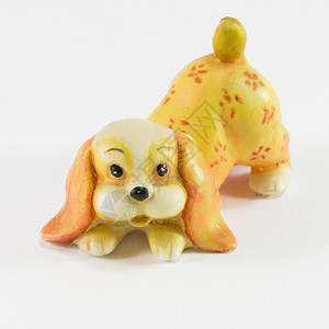 装饰风格模型数字白背景的狗雕像陶瓷图片