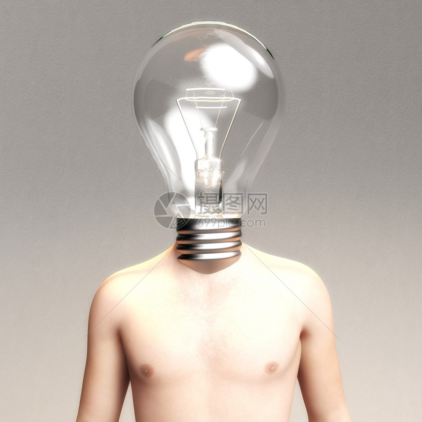 技术象征电灯泡数字3D轻散装人说明图片