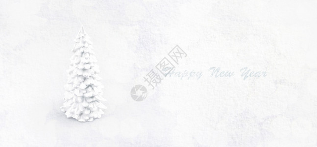 模子白雪上的石膏圣诞树新年之冠的最小主义概念全景模拟新的一年快乐全景形象季节装饰风格自然设计图片