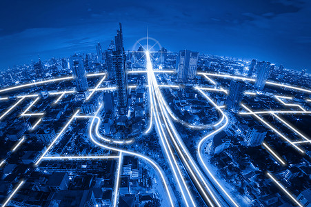 世界数据语气城市风景和网络连接概念蓝语调网络连接图片