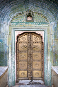 绿色地标门户14印度拉贾斯坦邦斋浦尔市宫粉红色城多彩的大门图片
