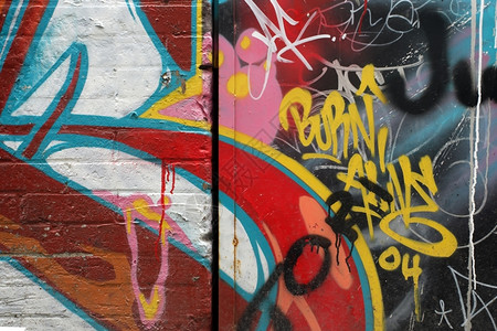 在后巷的涂鸦破坏行为垃圾摇滚颜色质地背景图片