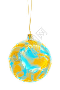 快乐的黄色在白背景上孤立的圣诞节球3D插图季节图片