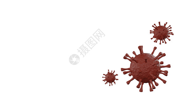 科普新冠状病毒微观的生物学在白色背景3D介面上隔离的红冠状细胞新设计图片