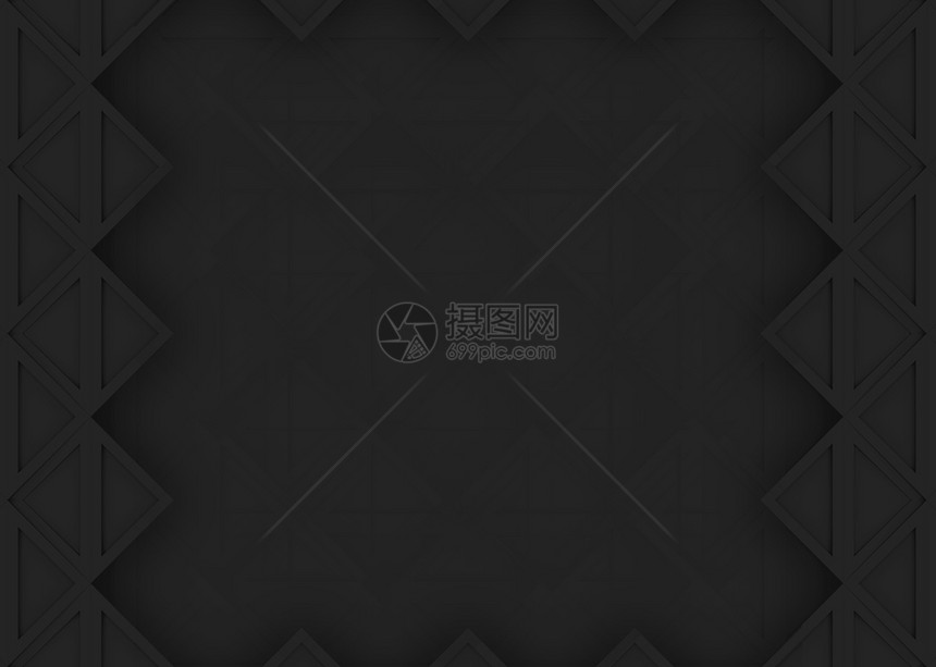 建筑学抽象的黑色3d使地板横旗背景上的黑色现代三平方格的艺术形状图案图片