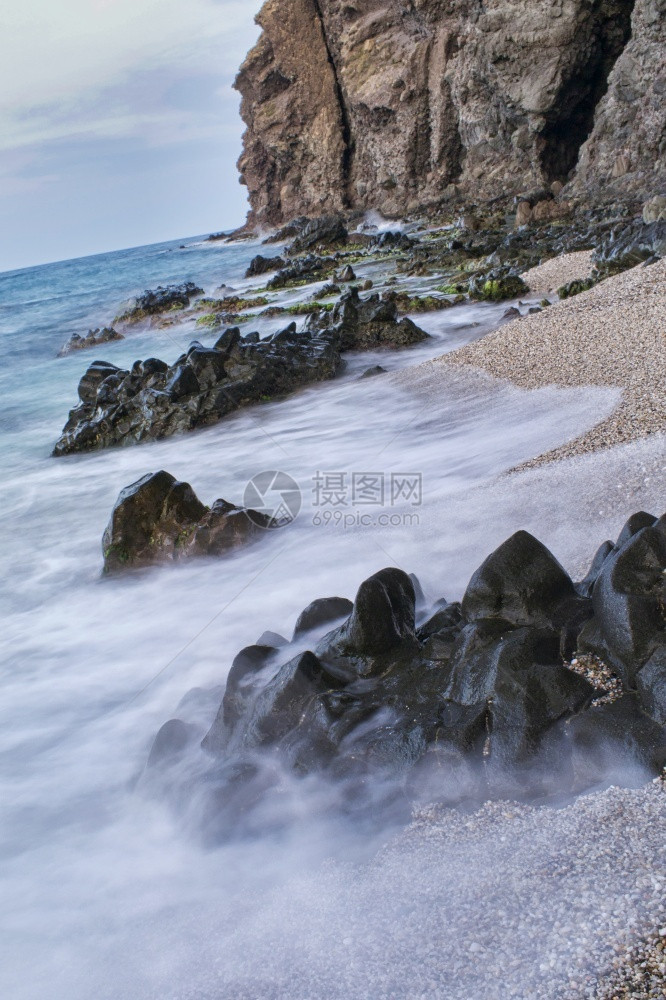 地中海生物多样LosMuertos海滩CabodeGataNijar自然公园生物圈保护区阿尔梅里亚安达卢西班牙欧洲地理图片