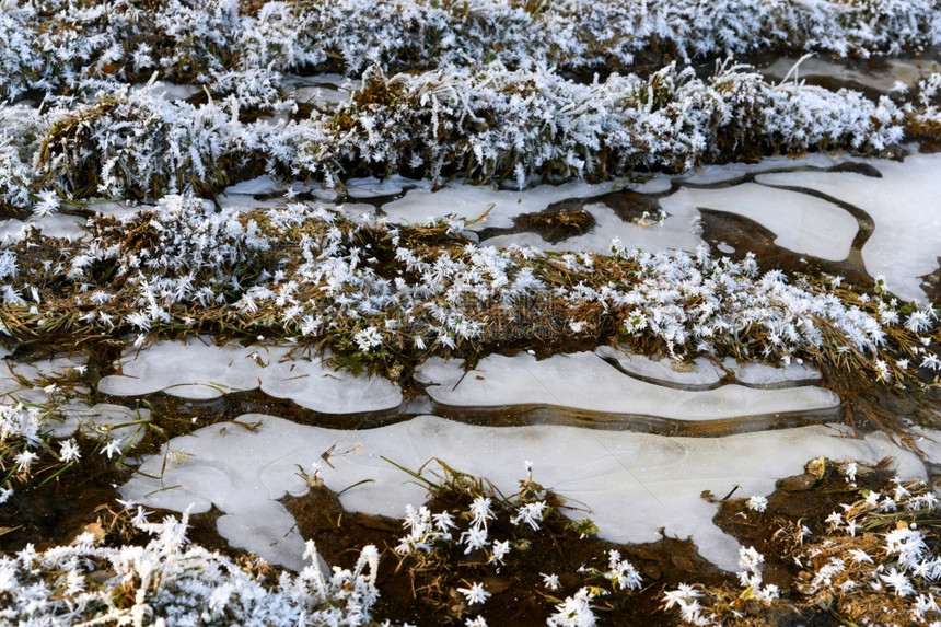 湖季节河流中的冰状图案成熟图片