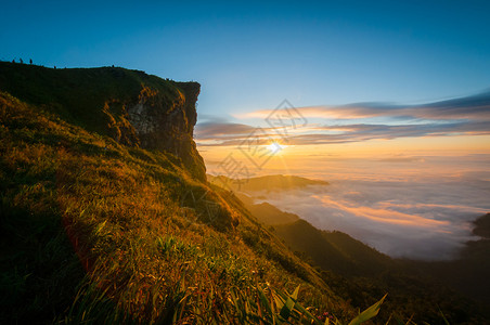 荒野胡志法山地貌日出泰国冒险悬崖图片