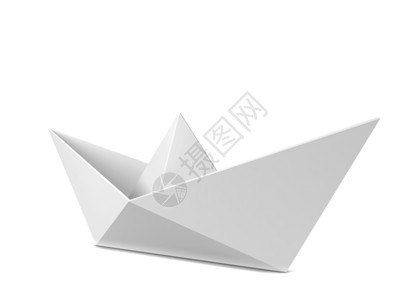 折纸船折叠白色背景上孤立的纸船3d插图旅行折纸设计图片