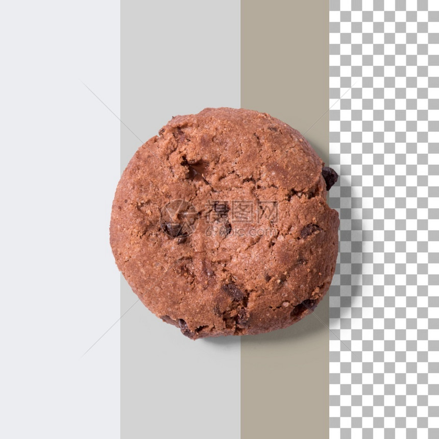 食物小点心黑暗的自制巧克力薯片Cookie孤立图片