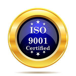 iso9001认证金的数字奖ISO901图标在白色背景上的互联网按钮设计图片