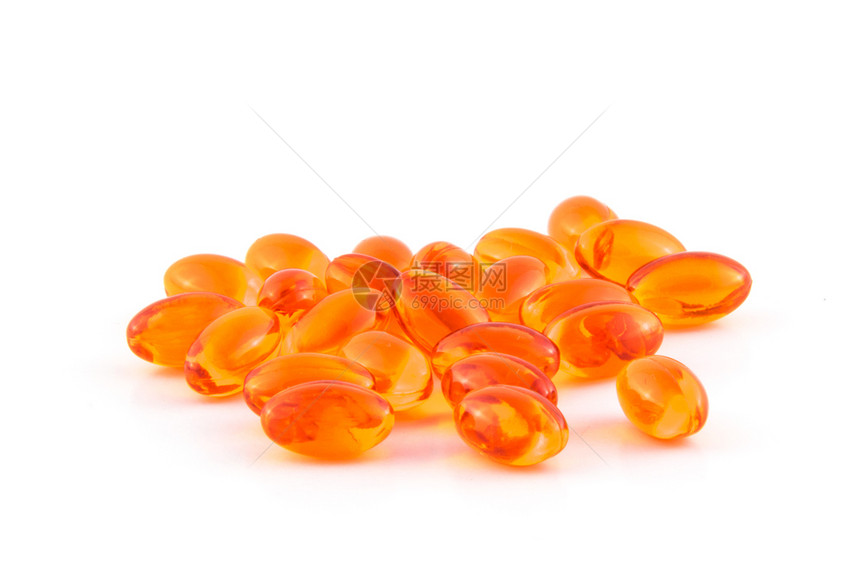 化学维他命白种背景隔离的橙橘达河药丸堆欧米茄图片