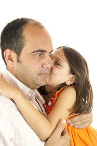 女孩向父亲表达爱意接吻女儿一世背景图片