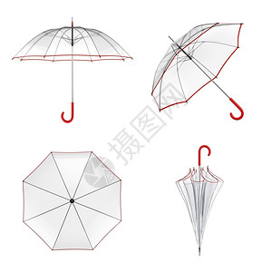 透明伞隔离在白色背景3D插图上木头保护的图片