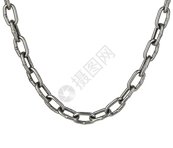 铁链条在白色背景上隔离的金属链紧闭黑色的闪亮细节设计图片