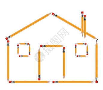 住房建筑师起草地产概念小子用黄铅笔制成图片