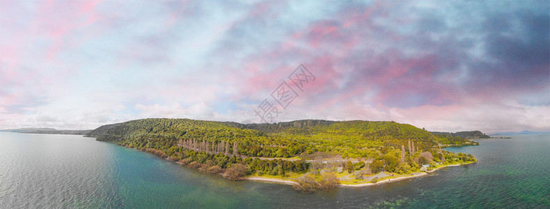 岛吸引力新西兰陶波湖风景全新西兰空中景观图片
