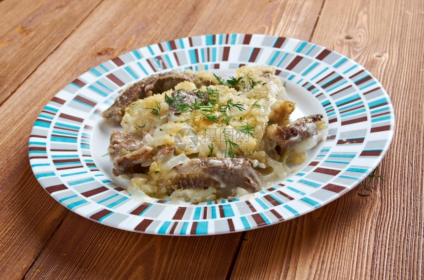 牛肉米罗顿由牛肉和洋葱酱制成的Francersquos传统炖菜法语晚餐蔬图片