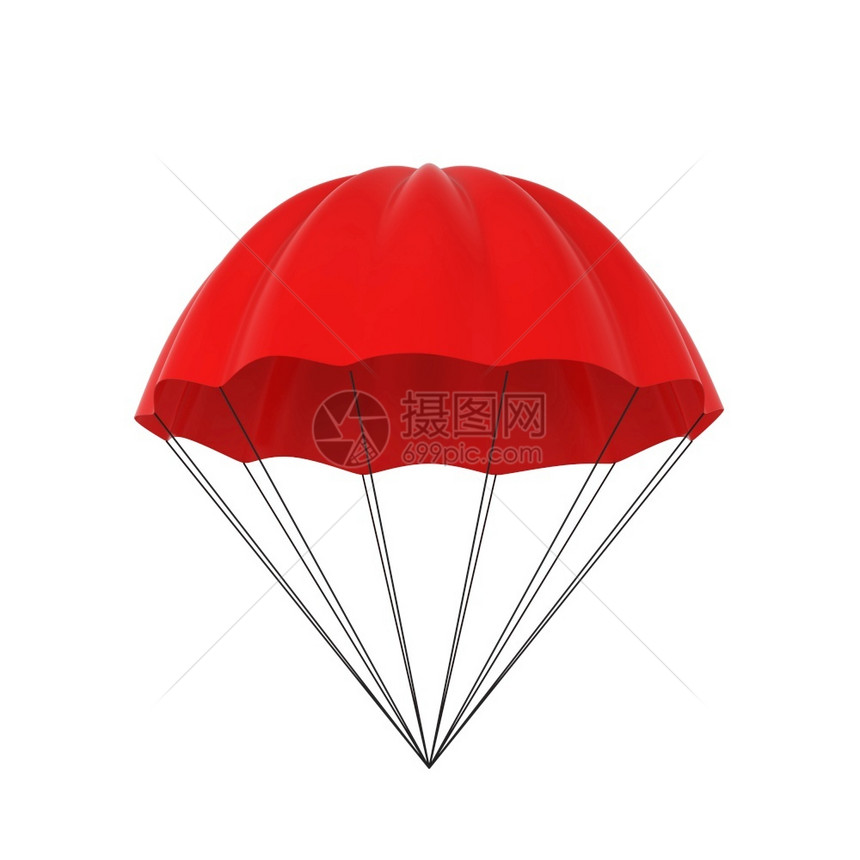 白色背景上孤立的简单降落伞3d插图速度冒险娱乐图片