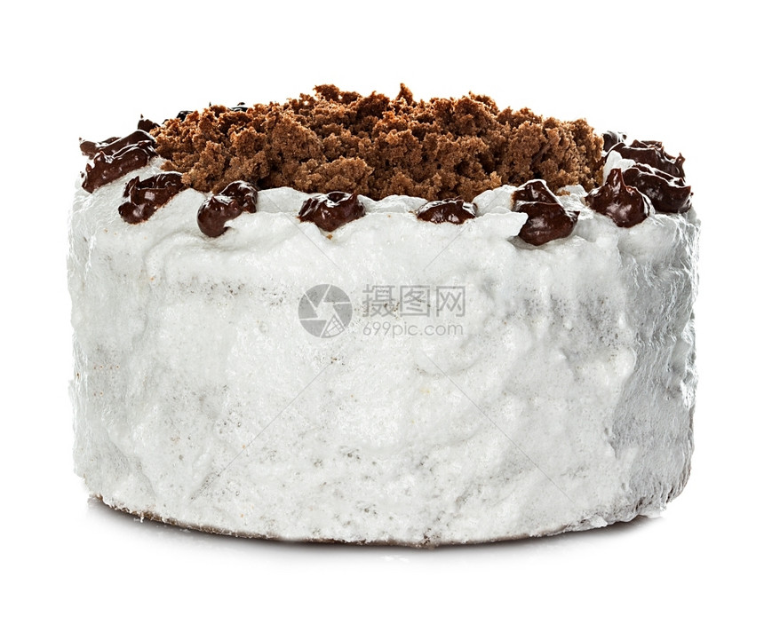 烘烤奶油白背景上孤立的蛋糕生日图片
