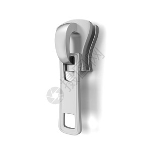 带锁礼盒时尚白色背景上孤立的金属拉链3d插图材料解压设计图片