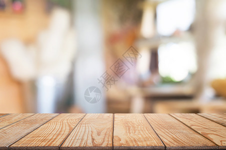最佳商业咖啡厅背景模糊的混合咖啡店空木制桌餐厅背景木板图片