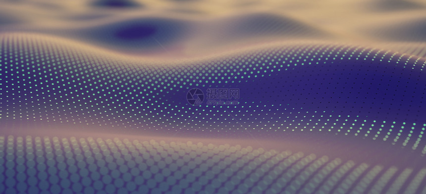 插图转型辉光波浪抽象技术粒子网状背景3d制造科学图片