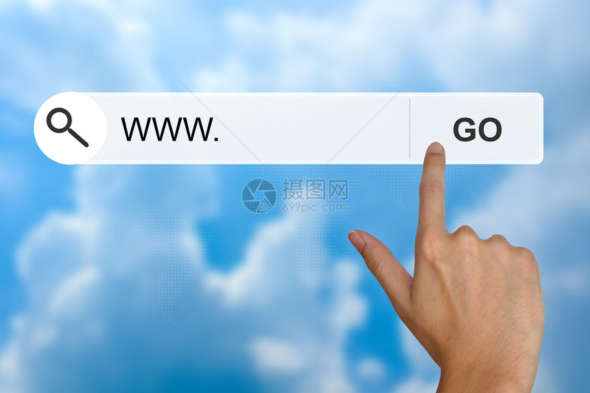 商业信息在搜索工具栏上单击www或全世界各地的网络按钮数字图片