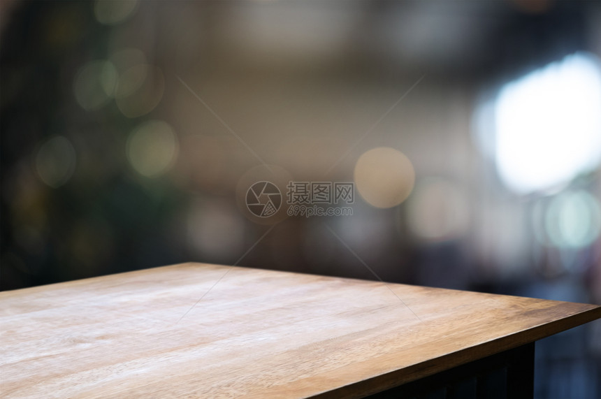 柜台餐厅复古的现代家用背景模糊的木制桌图片