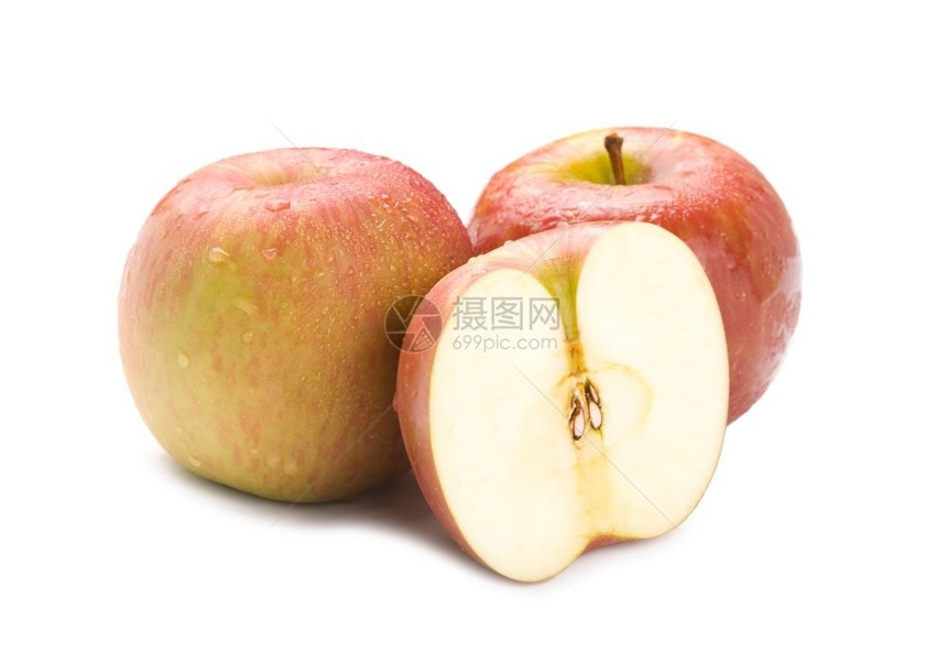 白色背景的孤立新鲜苹果实甜点自然饮食图片