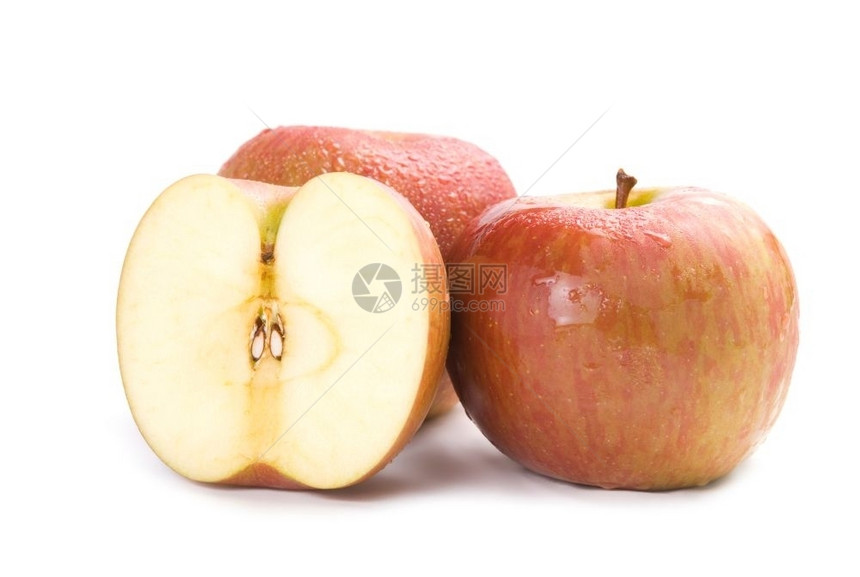 白色的背景孤立新鲜苹果实颜色营养图片