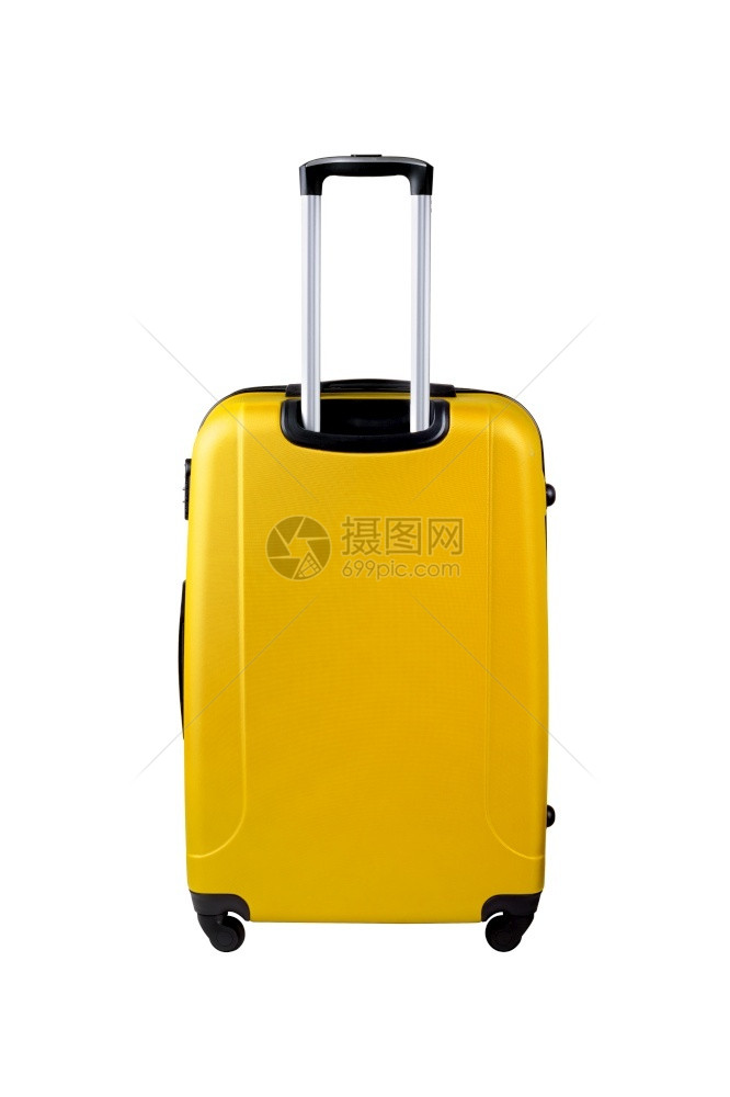 便携的白色背景上孤立的黄色手提箱旅行颜图片