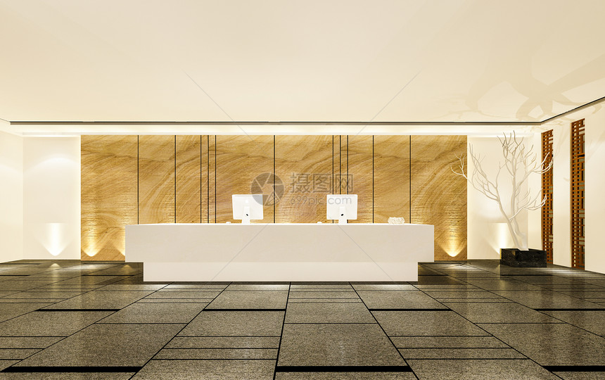 桌子3d提供现代豪华酒店和办公室接待休息现代的大厅图片