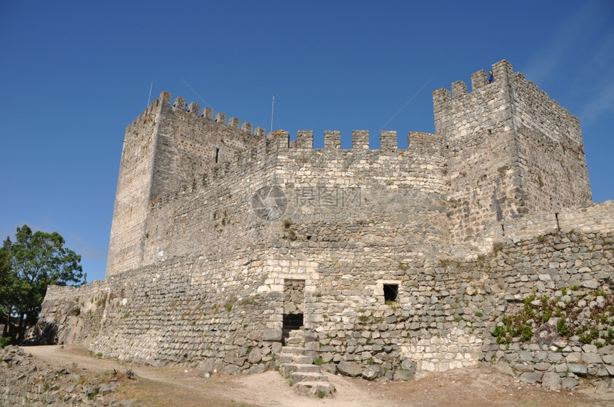 结石葡萄牙莱里亚古老和中世纪城堡历史的建筑学图片