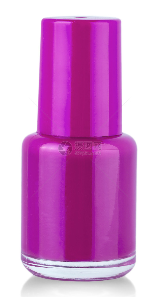 白色背景上的粉红指甲油瓶的明亮修指甲图片