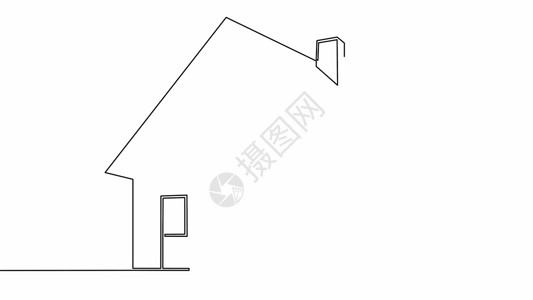 2019造动全场简单的自画动连续线标志家建筑造代理手绘白色背景上的黑线自画单连续线标志房子的简单动画形状建筑插图学设计图片