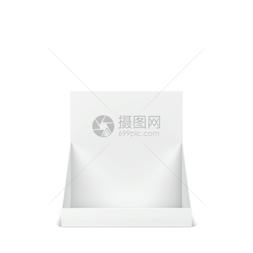 白色背景上孤立的空白纸板显示模型3d插图销售小样贮存图片
