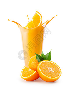 或者椰子酸奶中橙色切片点滴以白色背景孤立的晶状或酸排毒饮食图片
